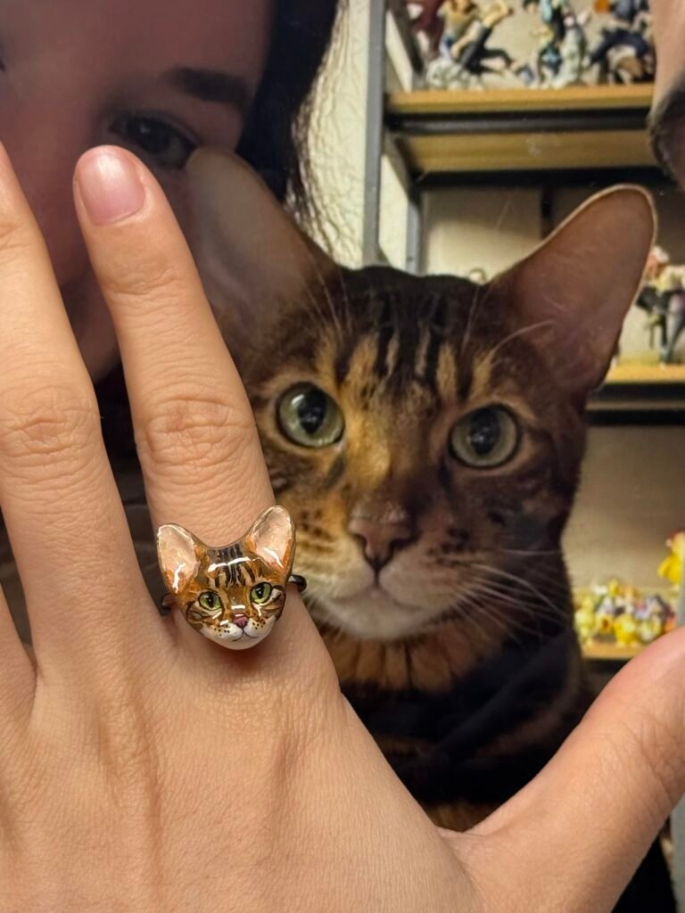 Personalized 925 sterling silver hand-carved pet portrait ring